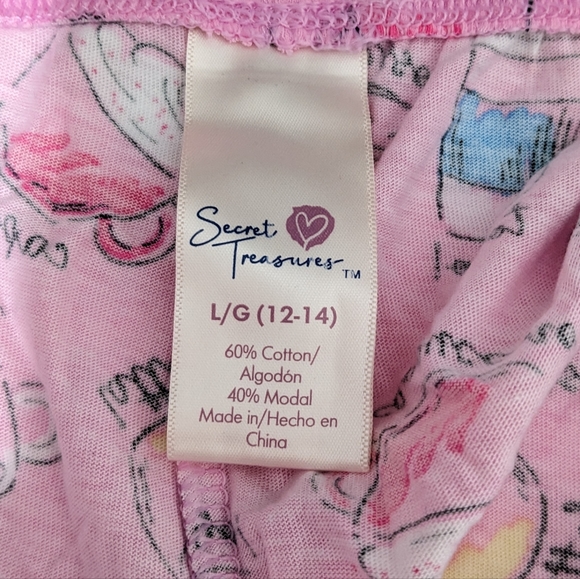 Women's Pink Coffee Themed Top and Bottoms 2 PC Pajamas Set, Size Large, NWT - Picture 7 of 7
